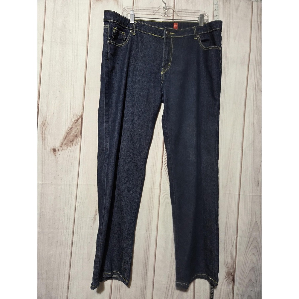 Womens Jeans Size 19/20 Dark Wash Straight Leg Embroidered Bead Design Denim